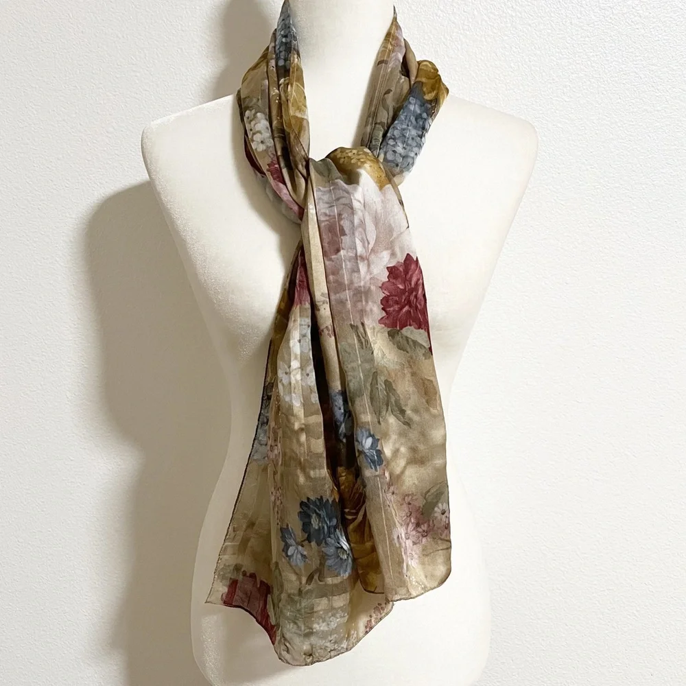 Semi Sheer Floral Tea Garden Scarf